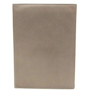 Valextra Men's Leather Clutch Bag,Document Case Gray Beige